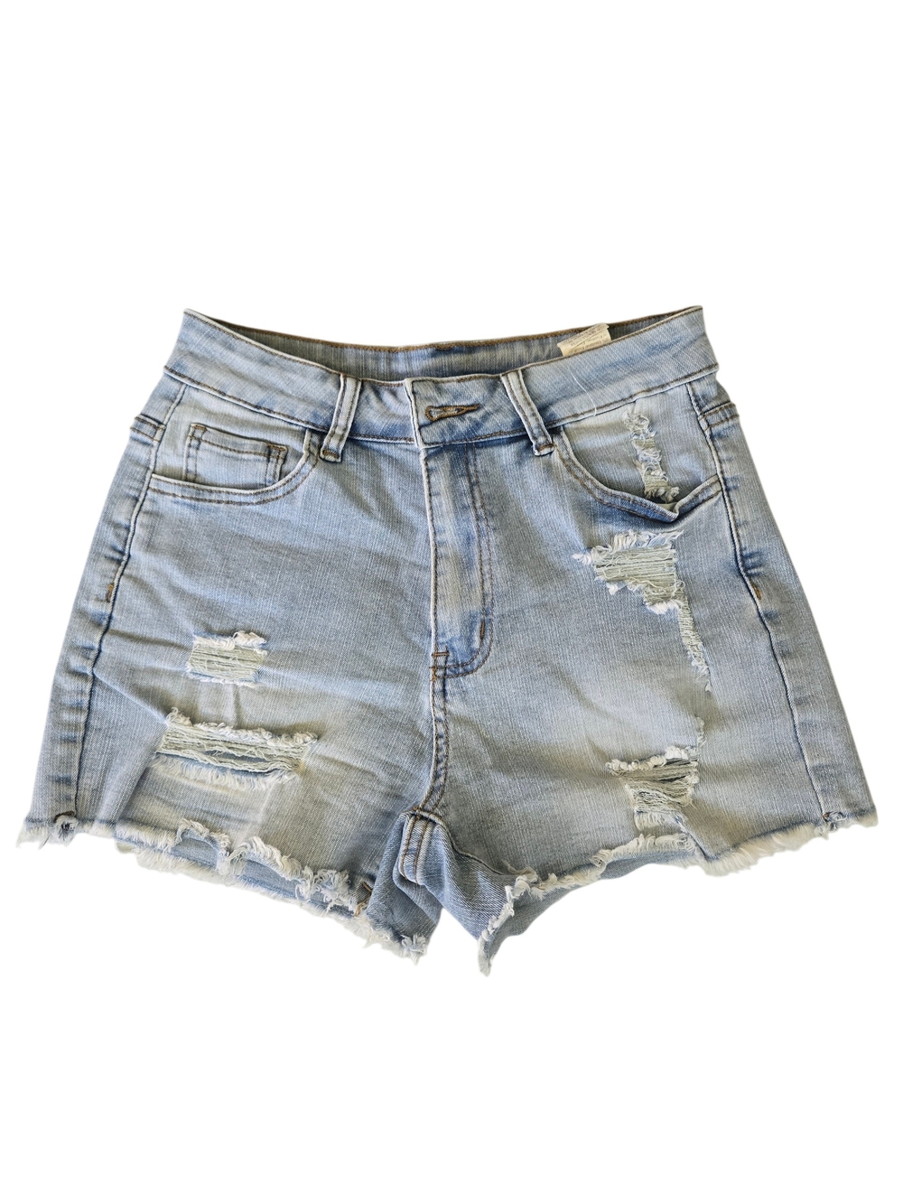 SHEIN Light Wash Distressed Denim Shorts